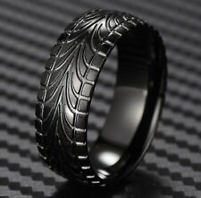 Usado, Anillo negro de acero inoxidable para hombre banda de rodadura banda de boda talla 8-15 segunda mano  Embacar hacia Argentina