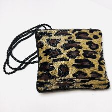 Usado, Bolsa tiracolo vintage com miçangas e estampa de animal leopardo à noite comprar usado  Enviando para Brazil