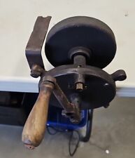 Vintage Cast Iron Tool Hand Crank Bench Grinder/Sharpener With Bench Clamp , used for sale  Shipping to South Africa