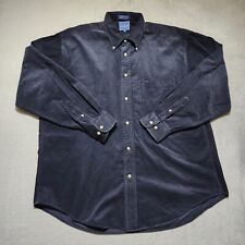 Faconnable Corduroy Shirt Men Large Navy Blue Designer Cotton Casual Button Down, used for sale  Shipping to South Africa
