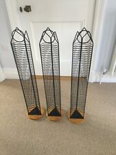 Used, 3 CD storage racks metal with wooden base take 50 CDs each good condition for sale  GUILDFORD