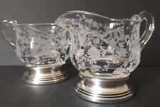 Used, PERFECT CONDITION CAMBRIDGE CHANTILLY ETCHED GLASS CREAM SUGAR STERLING BOTTOMS for sale  Shipping to Canada