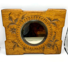 Espejo biselado con marco de madera tallado a mano redondo floral 12”x9,5” antiguo LEER segunda mano  Embacar hacia Argentina
