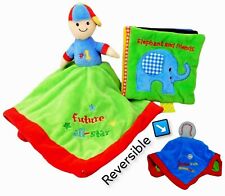 2 brinquedos de conforto macio para bebê menino beisebol Lovey cobertor reversível e livro de etiqueta animal comprar usado  Enviando para Brazil