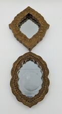 Espelho vintage ornamentado dourado pequeno conjunto de dois espelhos decorativos. Quadros compostos comprar usado  Enviando para Brazil