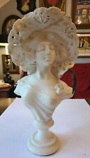 Antique Alabaster Bust Beautiful Woman in Bonnet Hand Carved~Made in Italy~17"T, used for sale  Houston
