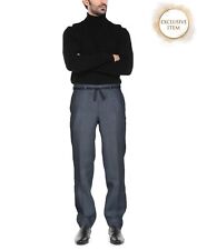 RRP€570 BRIONI Linen Chino Trousers W36 Blue Belt Loops Flat Front Made in Italy for sale  Shipping to South Africa