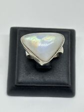 Used, Vintage Solid 925 Sterling Silver TRIANGLE MOONSTONE STATEMENT RING 9.82g Size 8 for sale  Shipping to South Africa