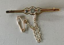 15ct Gold & Aquamarine Victorian Bar Brooch & 9ct Safety Chain Hallmarked, used for sale  Shipping to South Africa
