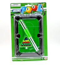 Used, Kids Mini Plastic Table Top Pool Play Snooker Game Set Felt Surface Cues Balls for sale  Shipping to South Africa