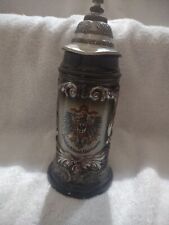 Embossed Ceramic BEER Mug Stein w/ Zinn Pewter Lid ~ DEUTSCHLAND Coat de Arms for sale  Shipping to South Africa