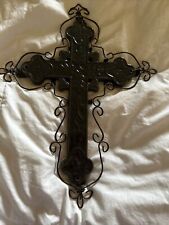 Used, Black Porcelain And Iron Cross Christian Wall Decor for sale  Shipping to South Africa