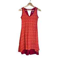 Usado, Vestido feminino Marmot Larissa sem mangas laranja vermelho estampa geométrica em camadas pequeno comprar usado  Enviando para Brazil
