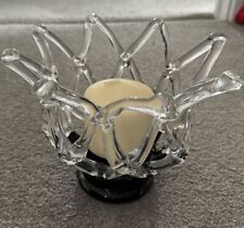 Hand Blown Ornate Clear Glass Candle Holder - Centre Piece In Black Glass Base, used for sale  Shipping to South Africa