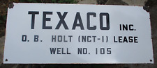 LETRERO DE ARRENDAMIENTO DE CAMPO PETROLÍFERO DE PORCELANA TEXACO DE COLECCIÓN segunda mano  Embacar hacia Argentina