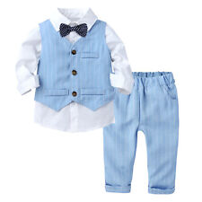 Boys Gentleman Suit Clothing Set Long Sleeve Shirt Vest Pants Baby Clothing  for sale  Shipping to South Africa