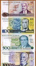 SET Brazil, 50;100;500;1000 cruzados, ND (1986-1988), P-210-211-212-213 UNC for sale  Shipping to South Africa