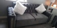 Italian Tuxedo design 3 seater  sofa grey plush velvet ex display  for sale  OSSETT
