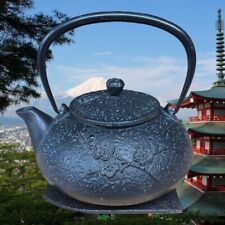 Vintage Black Floral Nanbu Cast Iron Tetsubin Japanese Japan Tea Kettle VGC for sale  Shipping to South Africa