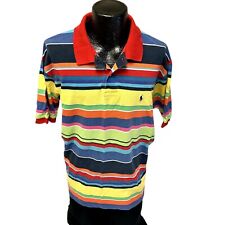 Camisa masculina vintage anos 90 Ralph Lauren listra arco-íris brilhante logotipo polo piloto de pônei comprar usado  Enviando para Brazil