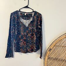 blusa térmica de malha waffle estampada azul anthropologie pilcro tamanho médio  comprar usado  Enviando para Brazil