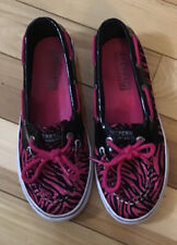 Women’s Girls Sperry Top-Sider Zebra Print Boat Shoes Black Pink Lace Up 3M EUC for sale  Shipping to South Africa