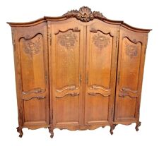 Antique Large Country French / Louis XV Tiger Oak Armoire Wardrobe for sale  Bellflower