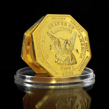 Moneda octogonal Humbert Americana Enchapada en Oro 1851 Águila Medalla Conmemorativa Regalo segunda mano  Embacar hacia Argentina