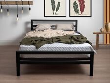 Double Black Metal Bed Frame and Durable Modern Style Legs for sale  MANCHESTER