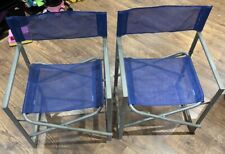 A Pair Blue Aluminium Directors Folding Chairs Camping Garden for sale  Shipping to South Africa