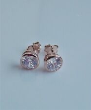 Used, DIAMONIQUE CZ 6mm 2 CARAT ROSE GOLD PLATED STERLING SILVER STUD EARRINGS NEW QVC for sale  SHREWSBURY
