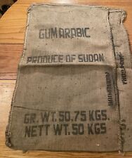 Lot of 2 Sudan Raw Gum Arabic Burlap / Jute Bags Sacks 50kg, used for sale  Shipping to South Africa