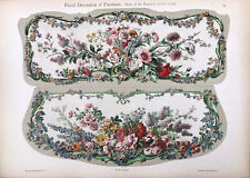 Stunning vintage 1899 lithograph of Regency style floral decoration of furniture for sale  Shipping to South Africa