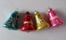 Lote de 4 campanas de vidrio de mica mercurio adornos navideños tapas de plástico en 3 segunda mano  Embacar hacia Argentina
