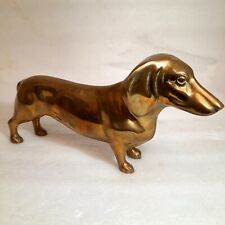 Vintage Brass Dachshund Weiner Dog figurine statue large heavy door stop puppy for sale  Shipping to South Africa