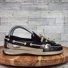 Sapatos femininos Sperry Top-Sider barco glitter preto/bege camurça tamanho 8 comprar usado  Enviando para Brazil