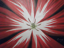 czarny czerwony biały kwiat duży obraz olejny płótno abstrakcja współczesny oryginał, używany na sprzedaż  Wysyłka do Poland