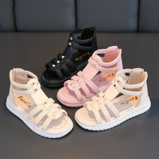 Girls Summer Strappy Flat Sandals Kids Toddler Princess Rome Shoes- comprar usado  Enviando para Brazil