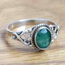 Indian Green Emerald Ring Handmade 925 Sterling Silver Woman Ring All Size HM218 for sale  Shipping to South Africa