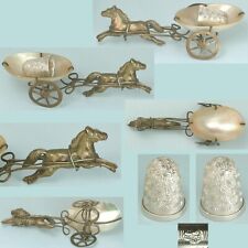 Carrinho de cavalo antigo de latão com suporte de dedal de madrepérola * Francês * Década de 1890 comprar usado  Enviando para Brazil