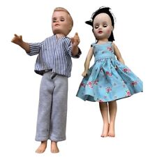 Vintage lalki Uneeda Suzette and Bob 10,5 wysokości, otwarte i zamknięte oczy, dobre warunki, używany na sprzedaż  Wysyłka do Poland
