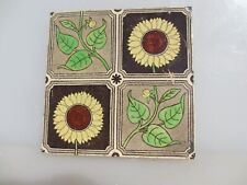 Azulejos antiguos de cerámica flores florales art nouveau victoriano hoja vintage segunda mano  Embacar hacia Argentina