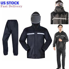 Jaqueta de chuva preta segurança capa de chuva calça com capuz impermeável EUA comprar usado  Enviando para Brazil