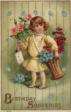 Cartão postal infantil vintage lembranças de aniversário Winsch menina com flores comprar usado  Enviando para Brazil