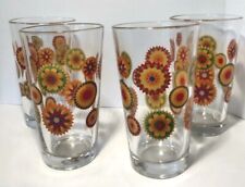 Vintage Set of 4 Groovy Water/Tea/Drink Glasses Bright Mandela Pattern Design for sale  Shipping to South Africa