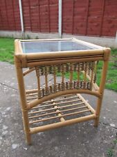 Vintage Square Coffee Table Bamboo Rattan  Oriental Boho Tiki Retro for sale  Shipping to South Africa