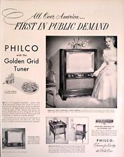 1953 Philco Open Face 21 polegadas console televisão sintonizador grade dourada anúncio impresso comprar usado  Enviando para Brazil