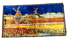 Tapete de parede vintage rayon veludo tapeçaria moinhos de vento 38x20" Líbano VIBRANTE comprar usado  Enviando para Brazil
