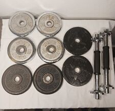 Weider Chrome & Black Barbells Plates 5lb Lot of 8 Plates And Dumbell Bar Set for sale  Shipping to South Africa