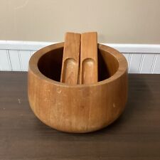 1960s DANSK Designs JHQ Wooden Staved Teak SALAD Bowl and SERVERS, Denmark for sale  Shipping to South Africa